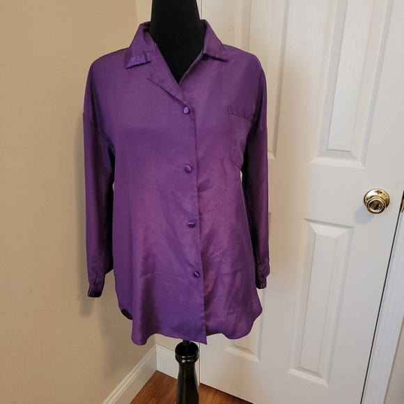 Victoria's Secret Other - Victoria's Secret Purple Oversized Satin Sleep Shirt Size S